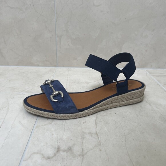 Venise Collection Sandals Sz EU 41 US 10.5 Blue Suede Silver Buckle Spain EUC - Picture 1 of 8